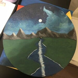 Starry Night Mountain Landscape Art